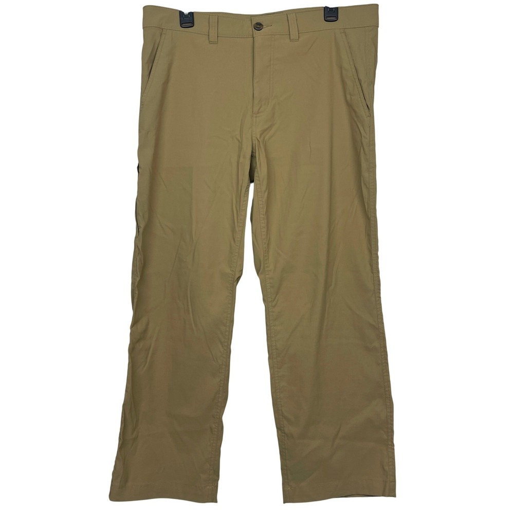 Eddie Bauer Travex Hiking Pants Mens 34x27 Nylon Stretch Travel Wicking Tan